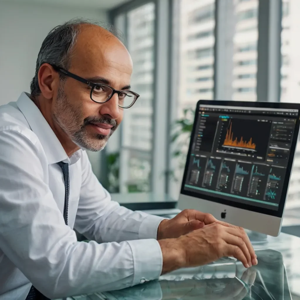 Análise de gráficos de desempenho em monitor de mesa